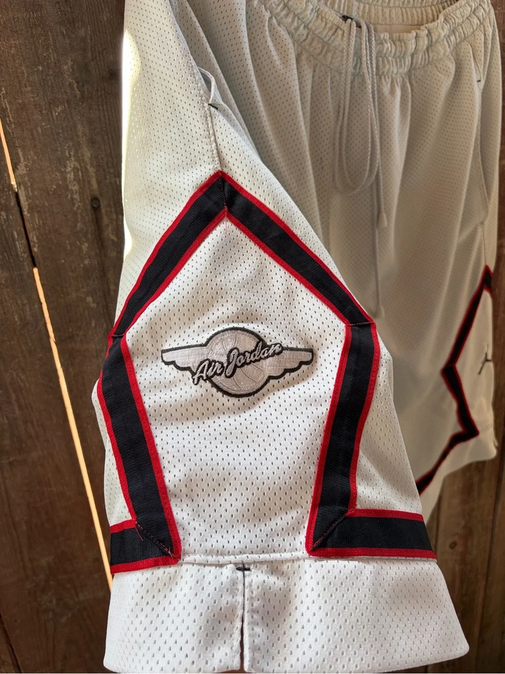 Air Jordan Y2K Men’s Gray Basketball Shorts with Black & Red Trim